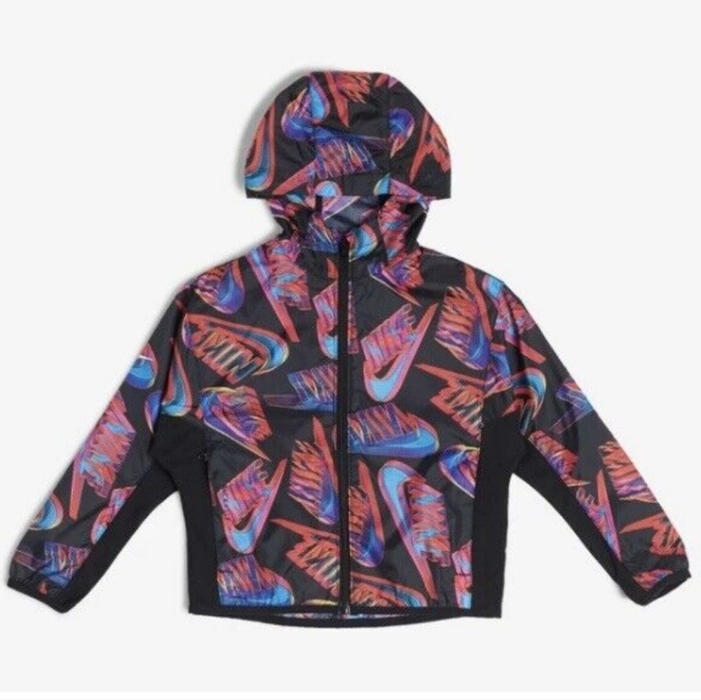 Like New Nike Unisex Packable Windbreaker Hooded Jacket Black Size 6 (5-6 Years)
